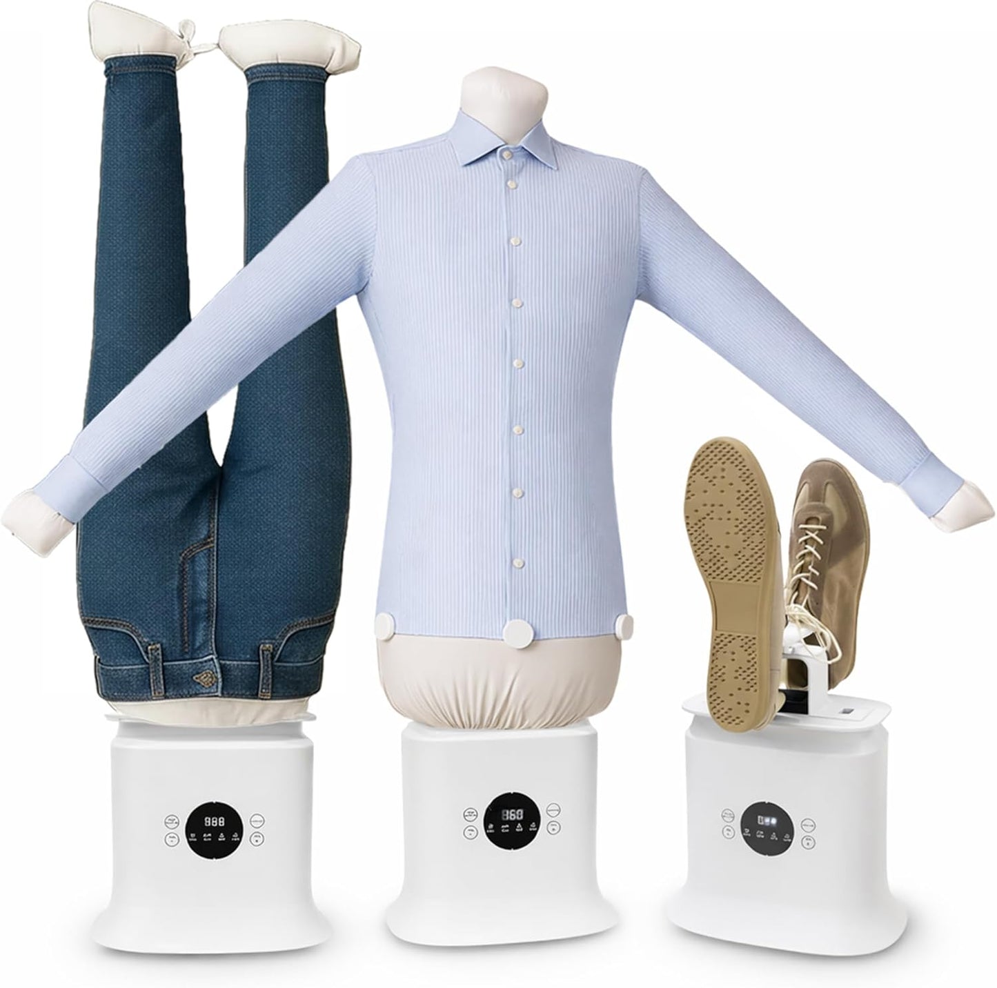 Automatic Ironing Machine 3.0, 3-In-1 Air & Steam Garment Dryer and Iron for Shirts, Pants, Dresses and More, Hands-Free Garment Care with Adjustable Time & Temperature, 1250W Fast Dryin