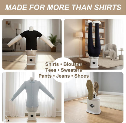Automatic Ironing Machine 3.0, 3-In-1 Air & Steam Garment Dryer and Iron for Shirts, Pants, Dresses and More, Hands-Free Garment Care with Adjustable Time & Temperature, 1250W Fast Dryin