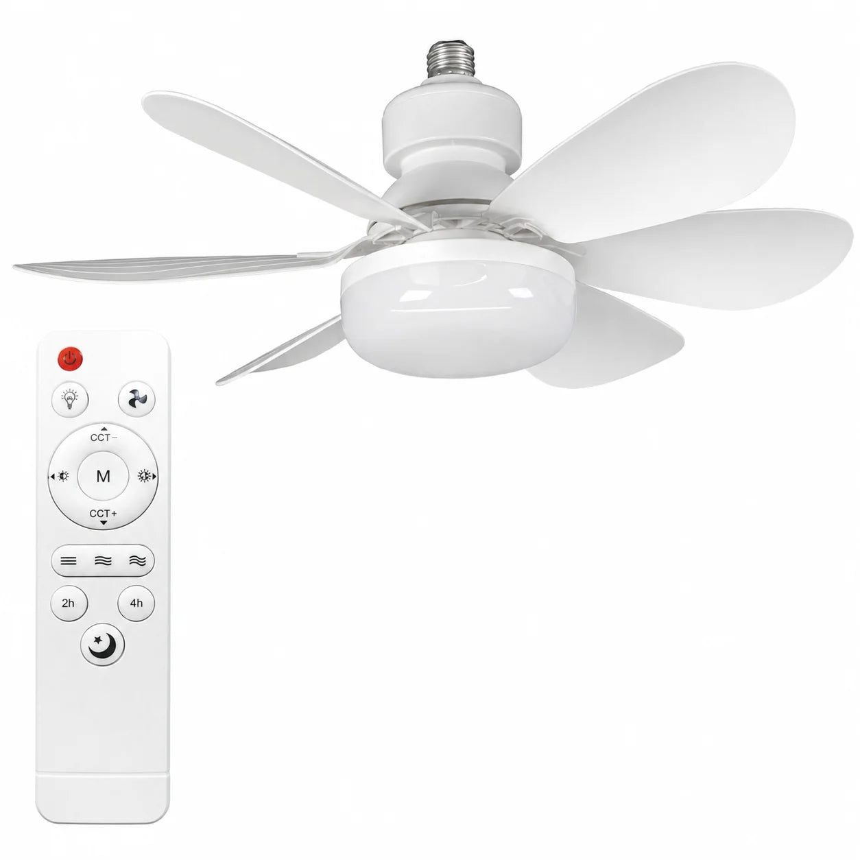 E27 LED Ceiling Fan Light with Remote 3 Color Dimmable Fan Lamp Rotatable Converter Base for Bedroom Living Room Kitchen