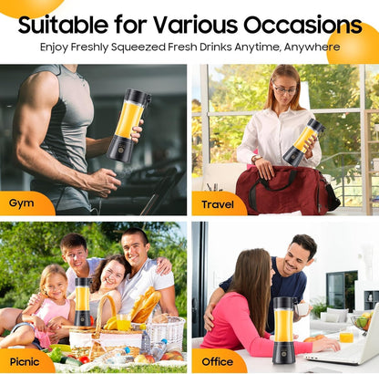 Portable Blender, Cordless Personal Smoothie Blender with USB Rechargeable & 6 Blades, Compact Mini Juicer Powerful Blending for Shakes/Fruits/Veggies/Travel/Home/Office/Gym/Camping
