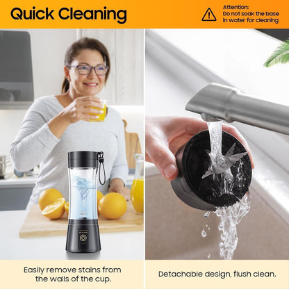 Portable Blender, Cordless Personal Smoothie Blender with USB Rechargeable & 6 Blades, Compact Mini Juicer Powerful Blending for Shakes/Fruits/Veggies/Travel/Home/Office/Gym/Camping