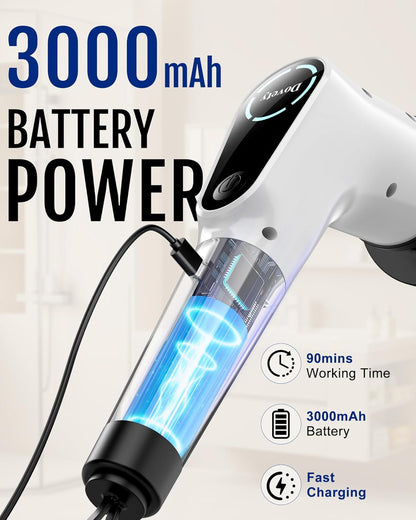 Electric Spin Scrubber, Shower Scrubber, Power Cleaner Tools with 8 Replaceable Brush Heads, Cleaning Brush with Extension Handle, 2 Adjustable Speeds, 90Mins Work Time for Home Bathtub-White