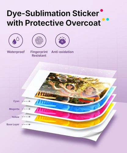Pearl N200 Pro Portable Photo Printer Photo Paper 50 Sheets & 5 Cartridges, Picture Printer Sticker Paper Adhesive, Waterproof, Smudge Proof, Photo Paper Only for DMP130 for Scrapbook