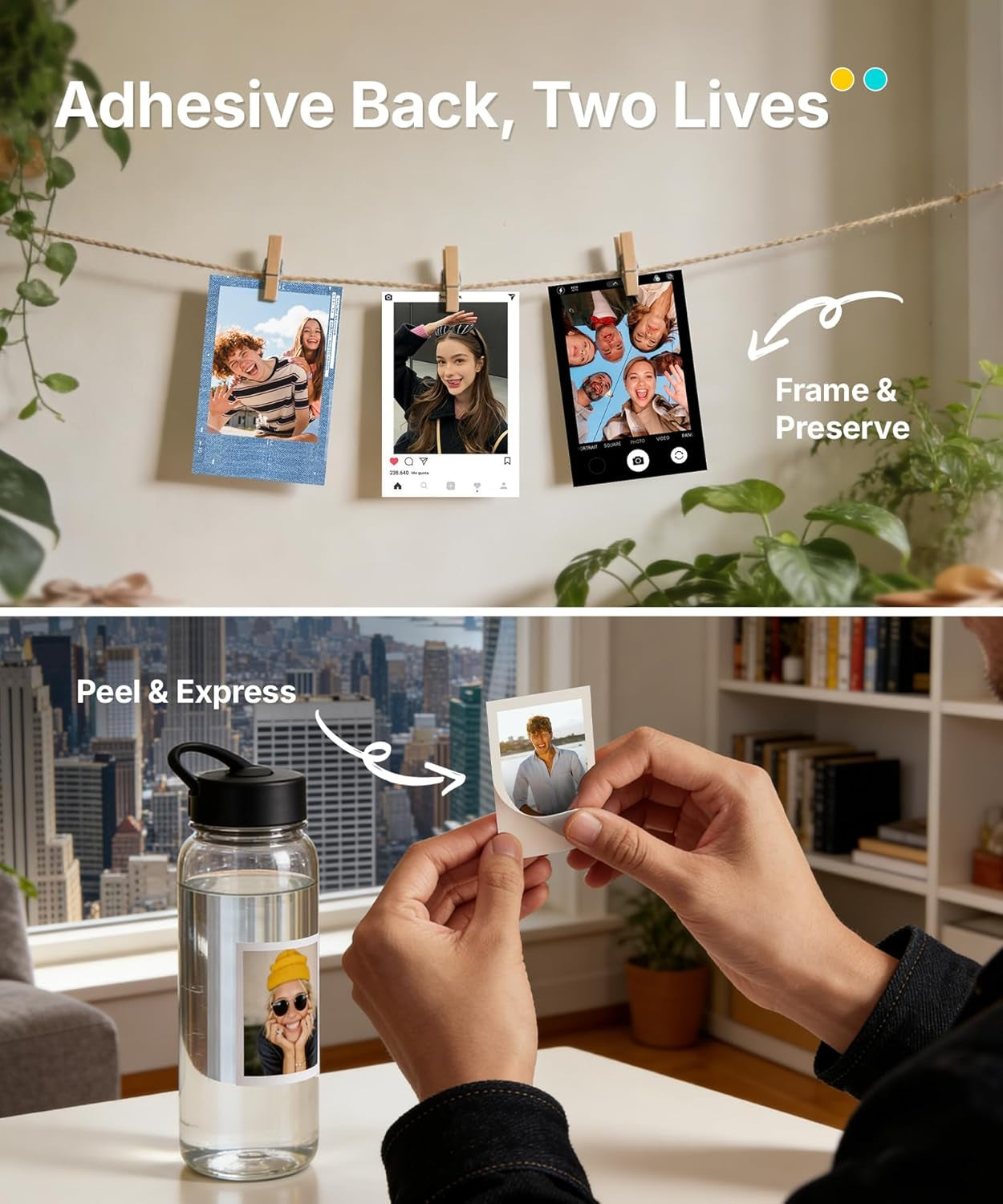 Pearl N200 Pro Portable Photo Printer Photo Paper 50 Sheets & 5 Cartridges, Picture Printer Sticker Paper Adhesive, Waterproof, Smudge Proof, Photo Paper Only for DMP130 for Scrapbook