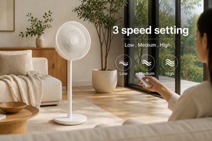 VoltBreeze™ Smart Oscillating Pedestal Fan with Remote Control, 3 Speed Settings & Adjustable Height