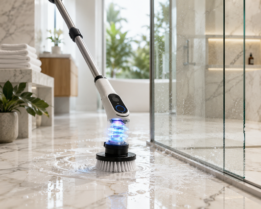 VoltScrub™ Dovety Pro Cordless Electric Spin Scrubber | 8 Brush Heads & Extendable Handle