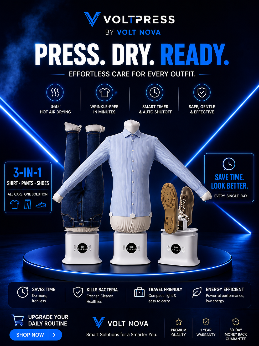 VoltPress™ Automatic Garment Steamer | Smart Wrinkle Remover