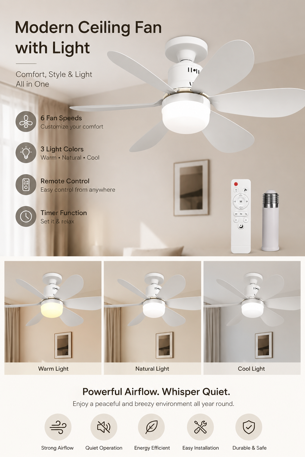 VoltBreeze™ Aura Ceiling Fan Light