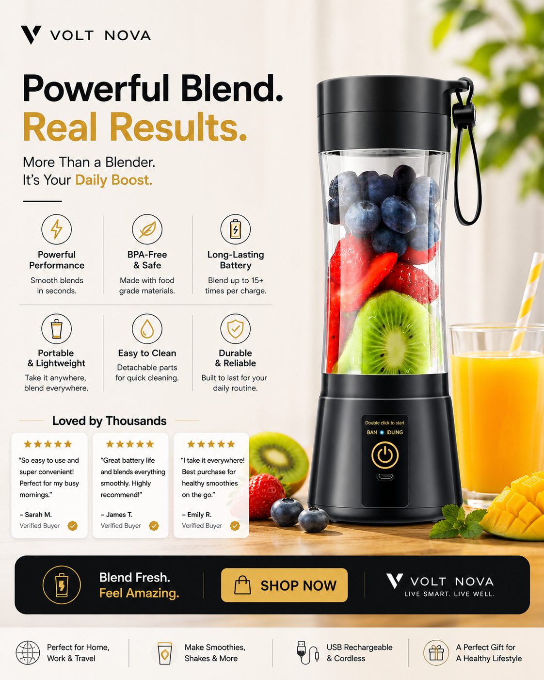 VoltBlend™ Portable USB Blender