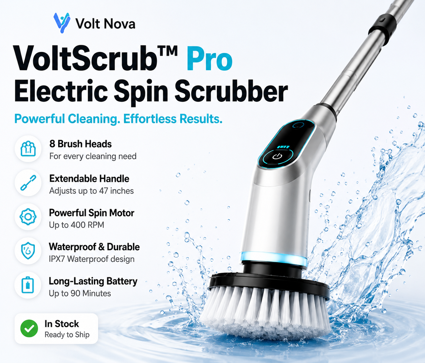 VoltScrub™ Dovety Pro Electric Spin Scrubber