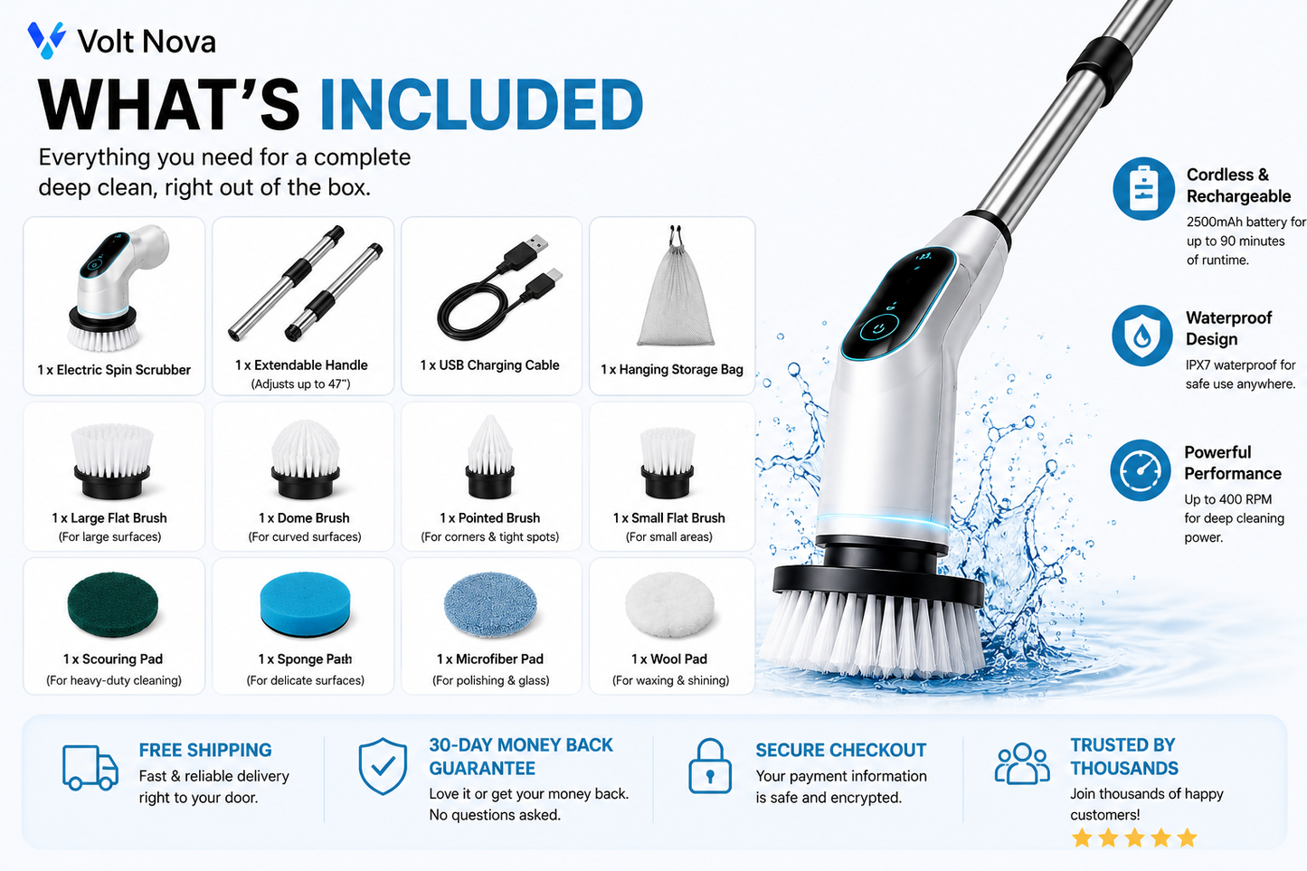 VoltScrub™ Dovety Pro Electric Spin Scrubber