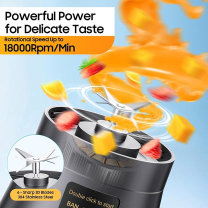 Portable Blender, Cordless Personal Smoothie Blender with USB Rechargeable & 6 Blades, Compact Mini Juicer Powerful Blending for Shakes/Fruits/Veggies/Travel/Home/Office/Gym/Camping