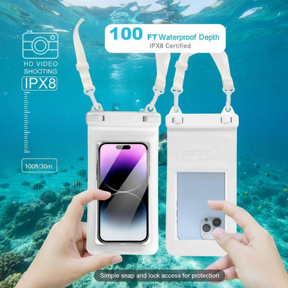 IPX8, 7.4Waterproof Phone Pouch, Universal Fit(Iphone 16 15 14 13 plus Pro, 12 11 Pro XR X 8 7 6S plus SE, Galaxy S25 S24 S23 S20 Serries Pixel, Lanyard Included (Sky Blue) 1Pack