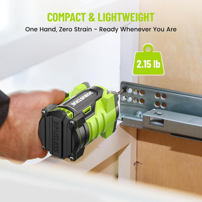 Impact Driver: 21V 1/4" Hex Cordless Impact Driver, 230N.M (2,035In-Lbs) Brushless Impact Driver Drill Set, 20Psc Screwdriver Bits, 2.0 Ah Battery, Variable Speed for DIY and Automotive