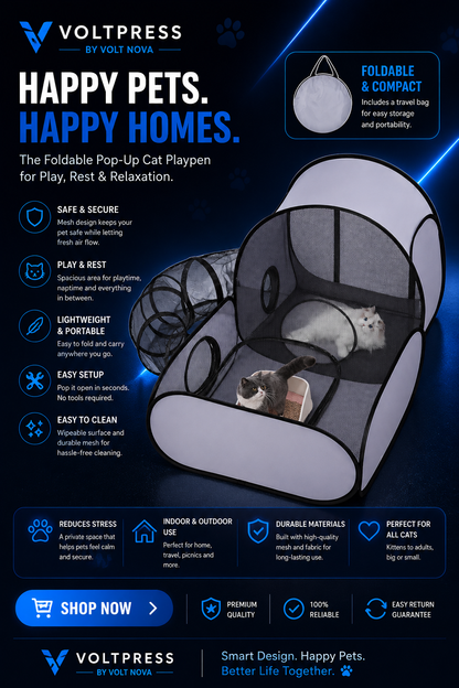 VoltNest™ Foldable Pet Playpen | Portable Indoor & Outdoor Pet Tent