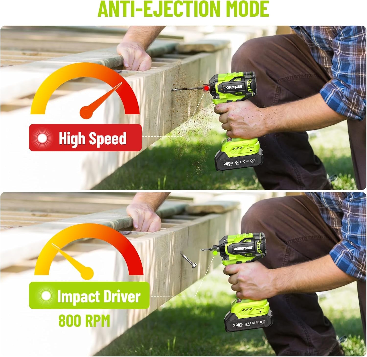 Impact Driver: 21V 1/4" Hex Cordless Impact Driver, 230N.M (2,035In-Lbs) Brushless Impact Driver Drill Set, 20Psc Screwdriver Bits, 2.0 Ah Battery, Variable Speed for DIY and Automotive